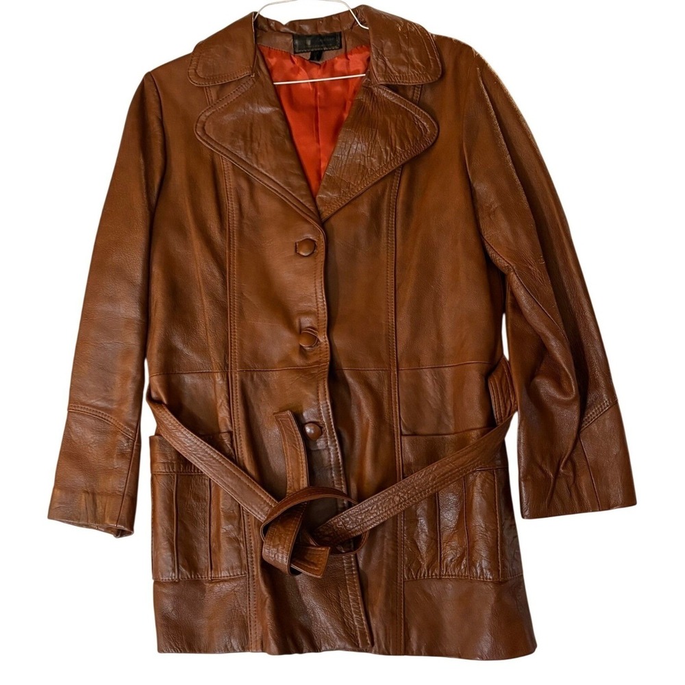 Roberto's Fine Soft Brown Leather Vintage Jacket W/100% Taffeta Lining - Medium